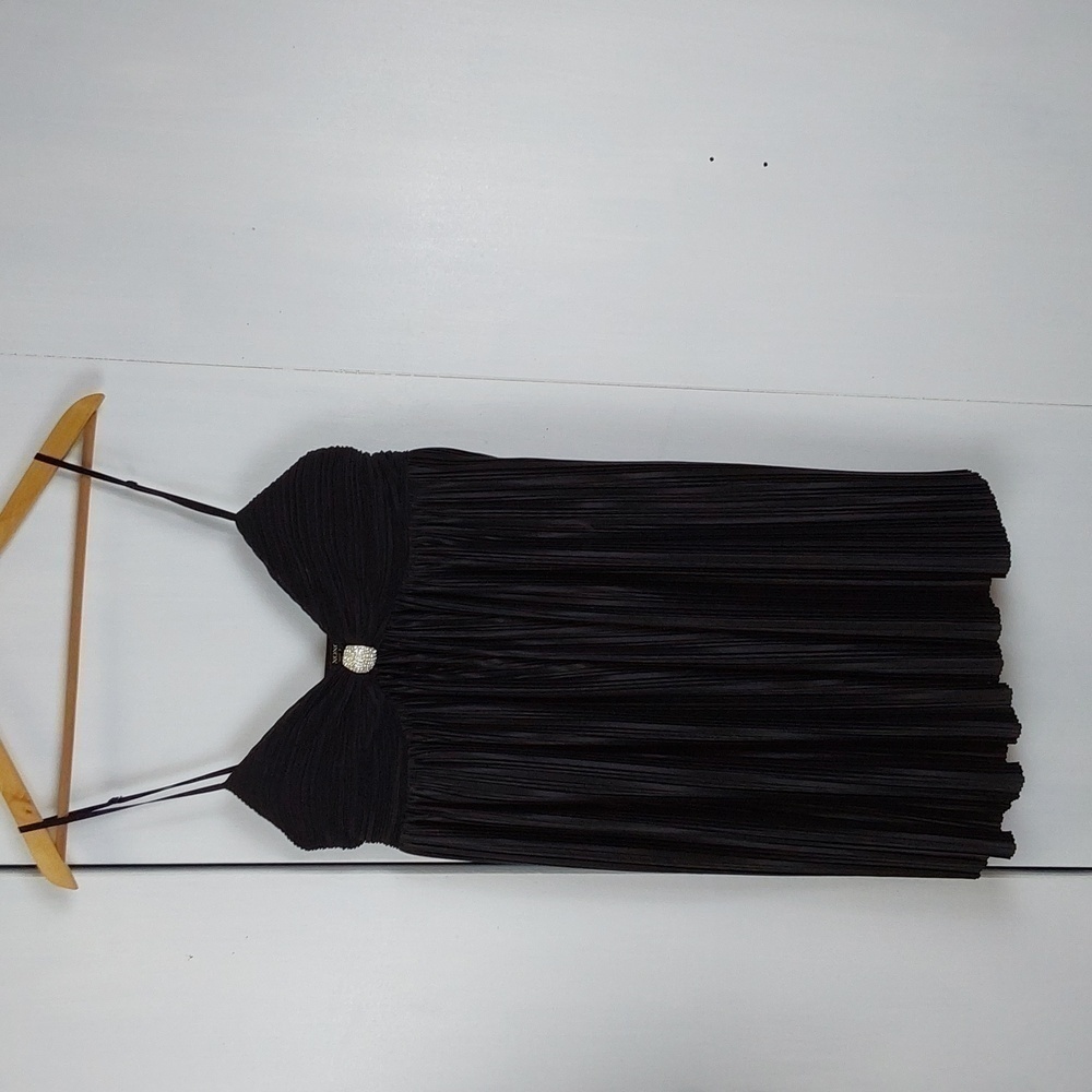 Xoxo |Womens Black Strappy Pleated Satin Micro Mini Dress Edgy Whimsigoth Sz.L